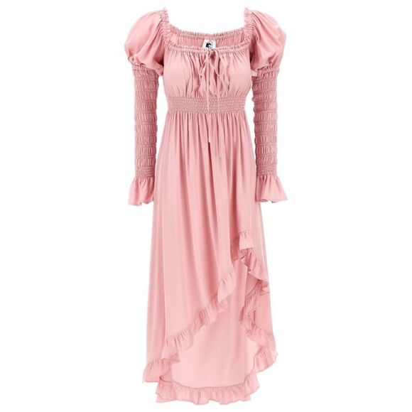 NWT Sleeper Juliette Shirred Asymmetric Dress in Pink - Picture 2 of 11